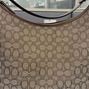 Coach Tan and Brown Signature Shoulder Bag